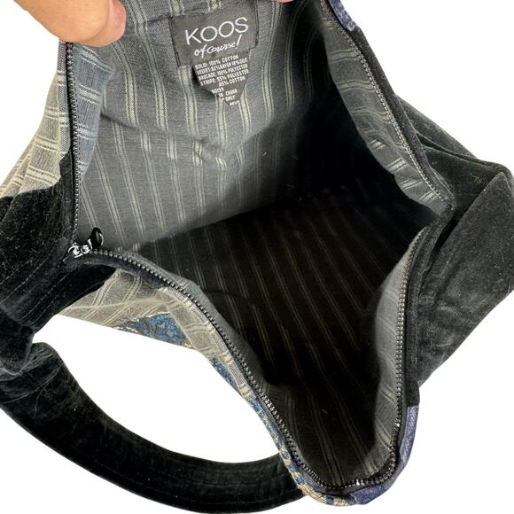 Koos Of Course! Vintage Mixed Fabric Velvet Tapestry Zippered Shoulder Bag - Picture 3 of 7